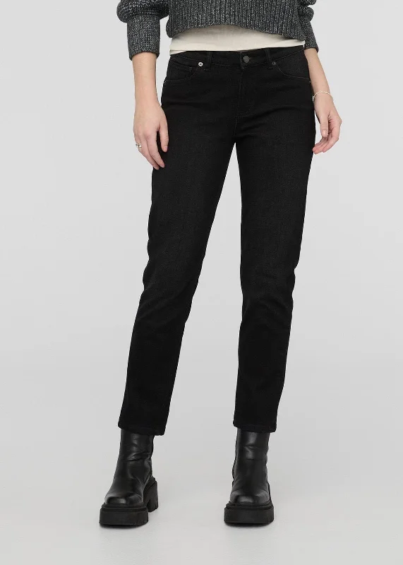 Tech Fleece Denim Girlfriend Jean - Washed Black / Grey Comfortable Straight-Legged Denim Tech Fleece Denim Girlfriend Jean - Washed Black / Grey Comfortable Straight-Legged Denim