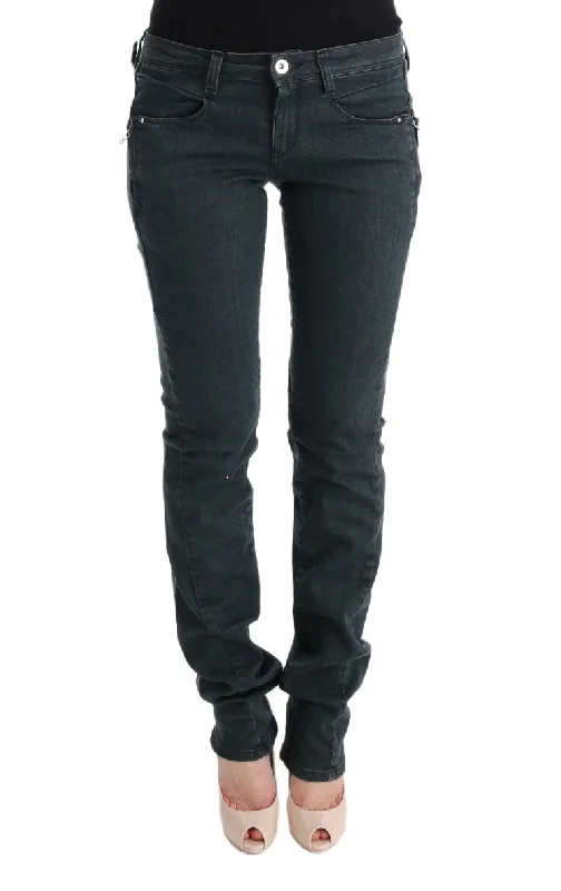Costume National Chic Superslim Gray Cotton Jeans Casual Wide-Legged Denim Jeans