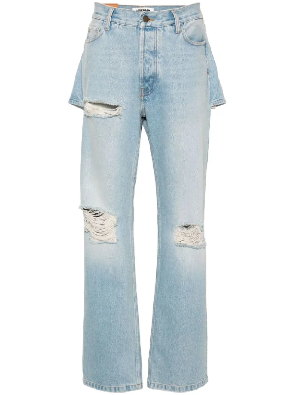 Darkpark Jeans Clear Blue Comfortable Faded High-Rise Jeans