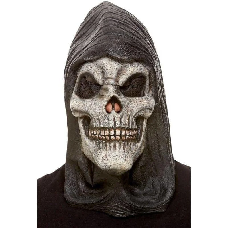 Hooded Skeleton Latex Mask Adult White Hoodie with Tied Waist Feminine Flattering
