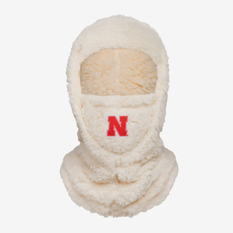 Nebraska Cornhuskers Sherpa Hooded Gaiter Hoodie with Lace Feminine Delicate