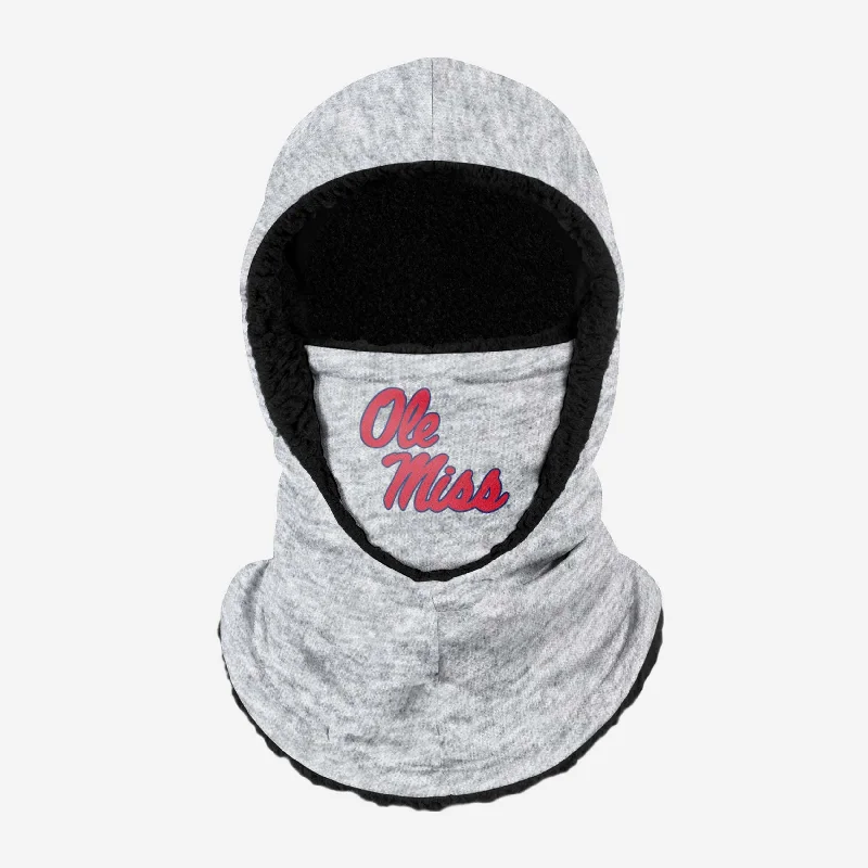 Ole Miss Rebels Heather Grey Big Logo Hooded Gaiter Hoodie with Neon Bright Vibrant