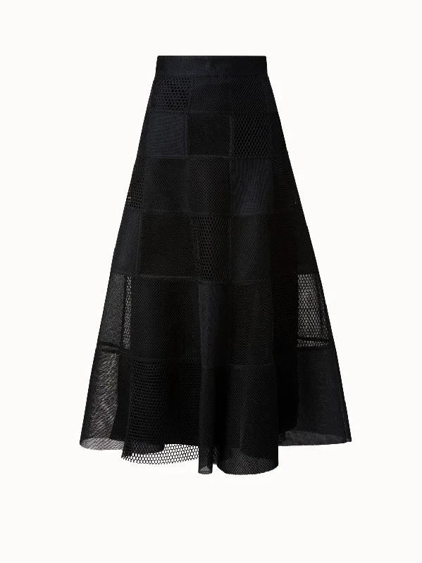 Techno Grid Patchwork Maxi Skirt tiered skirt playful